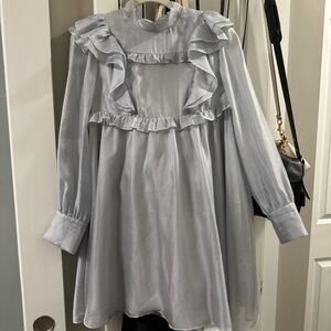 Elegant Gray Dress with Ruffle Details